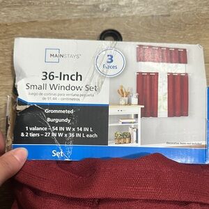 Mainstays Burgundy Small Window Curtain Set